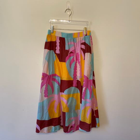 MINKPiNk L maxi skirt tropical Hawaiian beach coastal summer pink blue casual - Picture 5 of 7